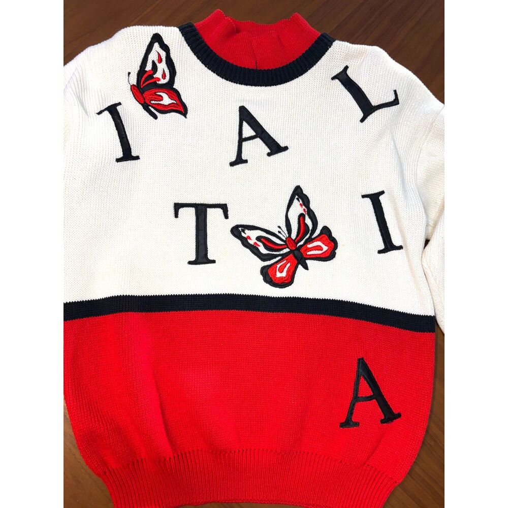 VTG 90’s Alexis Italia Sweater Butterfly ITALIA Detail  Mock Neck Size S - Picture 3 of 5